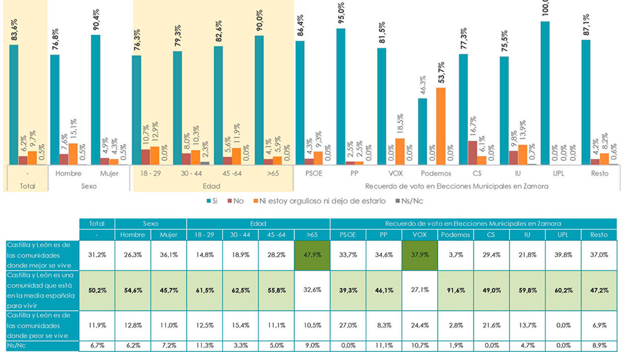 Casi el 84% de los zamoranos se sienten orgullosos de vivir en Castilla y León